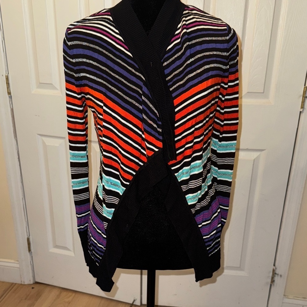 Calvin Klein Women's Striped Cardigan - Red, Purple, Black